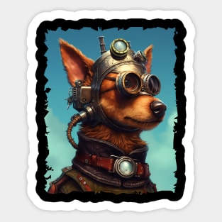 Aviator Steampunk Dog Sticker
